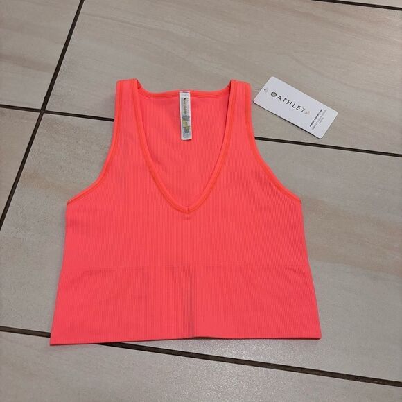 Athleta Aurora Crop Rib Tank NEW with tags Size XS Sunset Glow - Picture 7 of 16